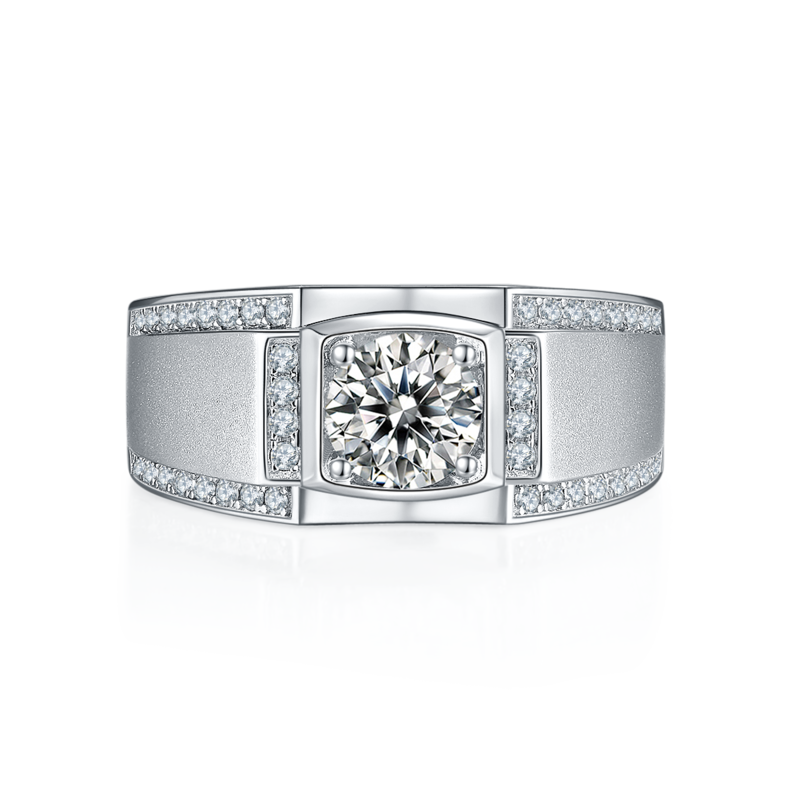羽凡款S925银镀白金MoissaniteMen's Ring1ctD级